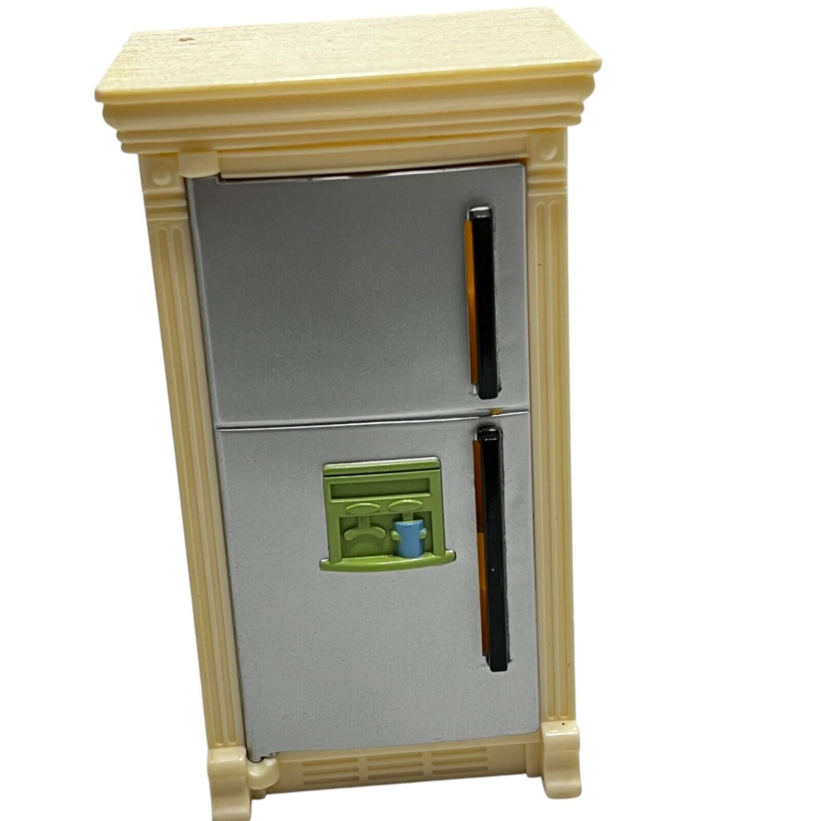 Fisher Price Loving Family Dollhouse Refrigerator Beige &amp; Silver Plastic - $9.60