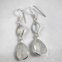 925 Sterling Silver Rainbow Gemstone Handmade Bezel Earrings Women Gift BES-1313 - £26.25 GBP
