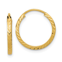 14k 1.35mm Diamond-cut Square Tube Endless Hoop Earrings TF993 - $2,752.95 MXN