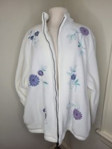 NWOT Alfred Dunner full zip fleece, embroidered jacket sweatshirt 2XL White - $22.77
