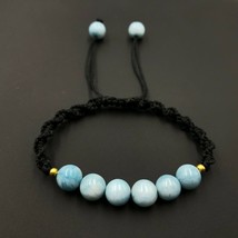 Aquamarine Dyed 8x8 mm Round Beads Handmade Thread Bracelet AB8-77 - £7.79 GBP
