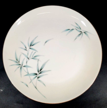 Set of 4 Sone China Bamboo Aqua 8&quot; Dinner Bread Plate Silver Trim White ... - £31.00 GBP
