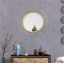 14&#39;&#39; Gold Circle Mirror Wall Decor Wire Metal Mirror Round Mirror, Circles)… - £24.22 GBP