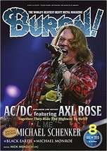 BURRN! August 2016 Music Magazine AC/DC Axl Rose Michael Schenker Japan Book - $22.67