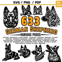 German Shepherd SVG Bundle - Dog Silhouette PNG, PDF Files for Cricut, V... - $2.98