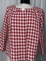 WDNY Women&#39;s Blazer Red &amp; White Lined Single Button Blazer Size 10 - £23.74 GBP