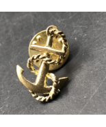 Vintage USN US Navy Fouled Anchor Gold Tone Pin 5/8&quot; x 7/8&quot; - £7.47 GBP