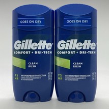 2 Pack - Gillette Clean Rush Antiperspirant Deodorant Solid Stick, Exp 09/24 - £21.93 GBP