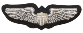 US AIR FORCE PILOT WINGS SILVER BULLION BADGE 3 INCHES - CP BRAND FREE U... - £14.93 GBP