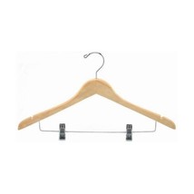 Only Hangers 17&quot; Contoured Wooden Suit Hanger w/Clips (Natural) Box of 25 - £37.83 GBP