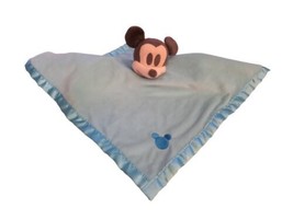 Disney Mickey Mouse Baby Lovey Security Blanket Blue Gray Plush Soft 15&quot; Walgree - £6.82 GBP