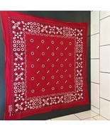 Vintage Made in USA Red White Western Bandana RN 13960 19&quot; x 21&quot; - £11.06 GBP