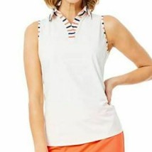 NWT Ladies BELYN KEY IVORY SEVILLE STRIPE Sleeveless Golf Shirt - M L &amp; XL - $27.99