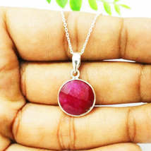 NATURAL RUBY Gemstone Pendant, Birthstone Pendant, 925 Sterling Silver P... - $34.38