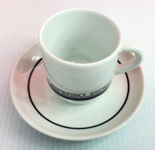 Set of 4 Espresso Demitasse Cups w/ Saucers White w/ Black Made in Brazil - £11.84 GBP