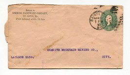 1891 Postmarked Envelope Simmons Hardware St. Louis Granite Mountain Min... - $9.70