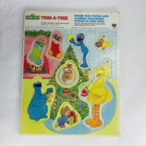 1982 Sesame Street Trim A Tree Frame Tray Puzzle Double Sided Ornament P... - $19.99