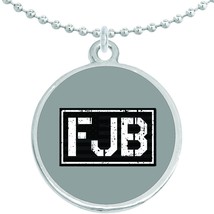 FJB Vintage Gray Flag Round Pendant Necklace Beautiful Fashion Jewelry - £8.50 GBP