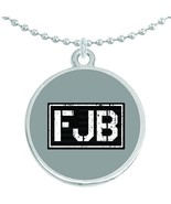 FJB Vintage Gray Flag Round Pendant Necklace Beautiful Fashion Jewelry - £8.62 GBP