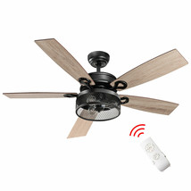 48&quot; Ceiling Fan Industrial Cage Light W/ Reversible Blades Remote Control Indoor - £157.63 GBP