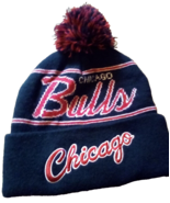 Chicago Bulls Mitchell & Ness Black and Red Beanie Knit Winter Hat Cap Pom NBA - £7.09 GBP