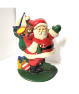 Waving Santa Claus w/ Toys Bag VTG Cast Iron Door Stop Midwest Importers... - $32.46