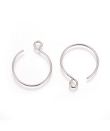 2 Circle Hook Earwires Stainless Steel Earring Findings Silver Ear Wires... - $6.11 CAD