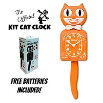 FESTIVAL ORANGE KIT CAT CLOCK 15.5&quot; Free Battery USA MADE Official Kit-C... - $69.99