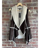 NWT Faux Suede Fur Vest Brown/Beige Draped Size Medium Mob Wife - $1,036.70 MXN