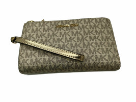 NWB Michael Kors Jet Set Travel Large Double-Zip Wristlet Pale Gold Dust Bag - £53.23 GBP