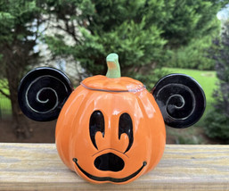 Disney Mickey Mouse Pumpkin Canister Cookie Jar jack o lantern Halloween... - $59.99