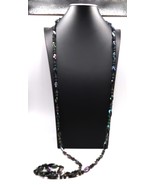 Vtg Single Strand Opera Flapper Length Acrylic Aurora Bead Necklace Irid... - $463.92 MXN