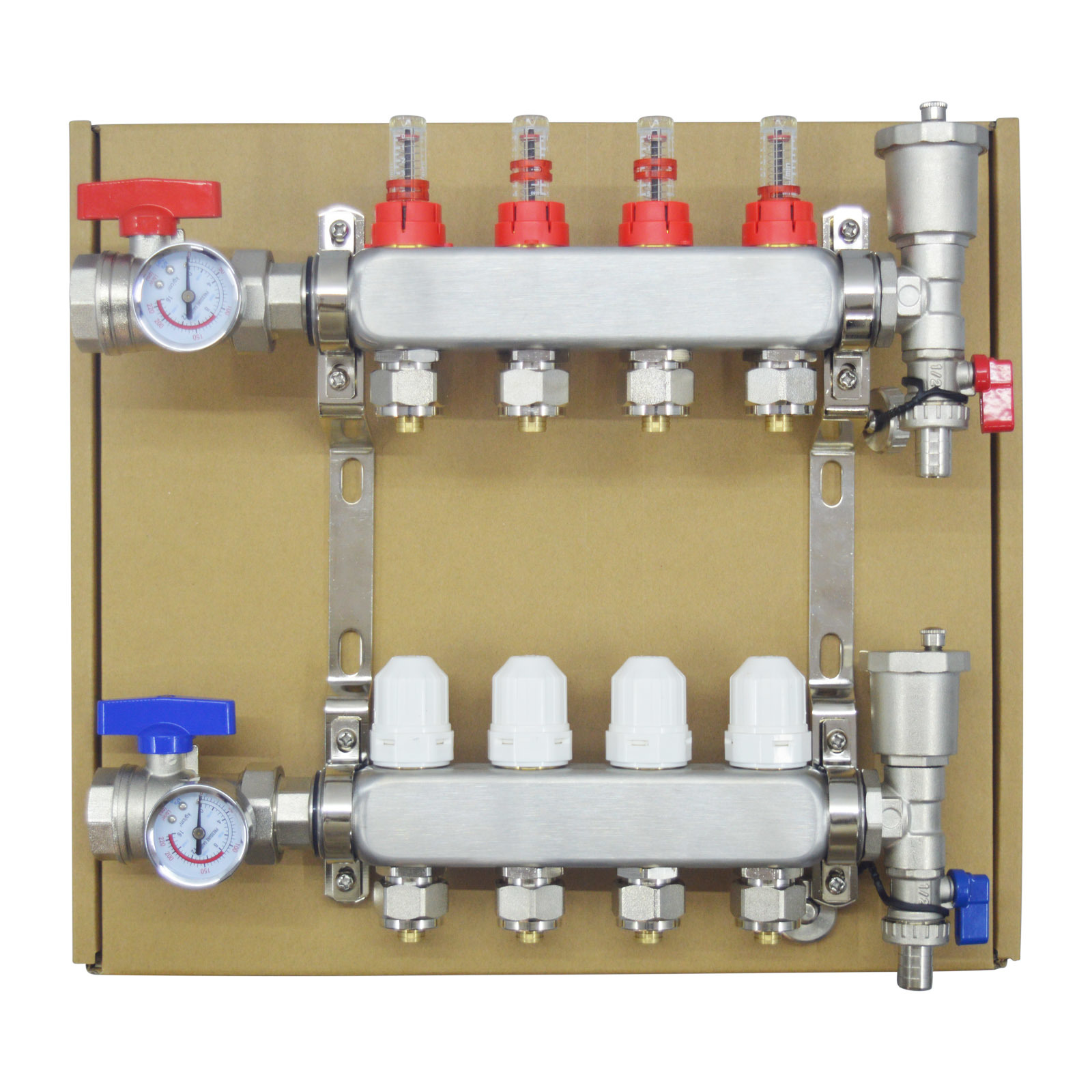 Radiant Heat Manifold 4 Loop PEX Tubing Manifold Hydronic Radiant Floor ... - $150.75