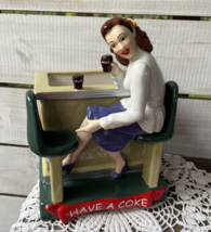 Coca Cola Collector Cookie Jar Soda Shop Brunette on Barstool ceramic ba... - $93.10