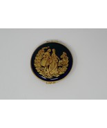 Limoges Castel 22K Gold Trim Cobalt Courtship Scene Hinged Round Trinket... - $49.99