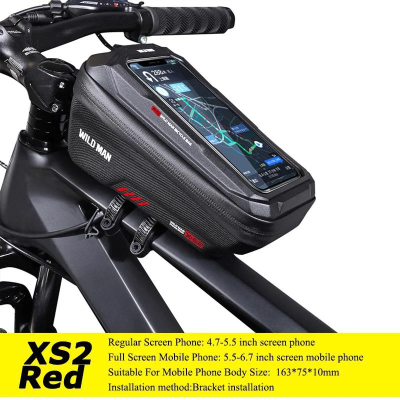 WILD MAN Mountain Bike Bag Front Handlerbar Bag Rainproof 6.8inch Mobile Phone C - £84.85 GBP