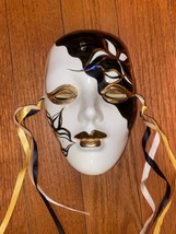 Porcelain Mask Masques Mardi Gras. Black,white,gold. Signed by artist. B... - $39.95