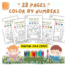 PDF 28 Printable Pages Color by Numbers Children Coloring Book Educational Toys - £1.97 GBP