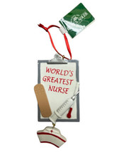 Kurt Adler Worlds Greatest Nurse Clipboard Hanging Christmas Ornament - £9.65 GBP