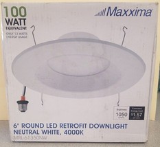 Maxxima 6&quot; LED Retrofit Downlight Dimmable 4000K Smooth Trim 1050 Lumens - $11.79