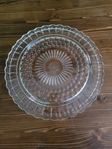 Vintage Clear Federal Glass Cake  plate platter serving Hobnail Bubble 3... - £14.89 GBP