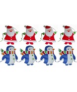 8 Santa &amp; Penguin Chair Decoration Tiebacks Set 15&quot; Tall Mint Condition - £10.35 GBP