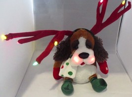 Dan Dee Singing &amp; Big Lighted Antlers Christmas Jingle Bells 20&quot; Tall - £26.89 GBP