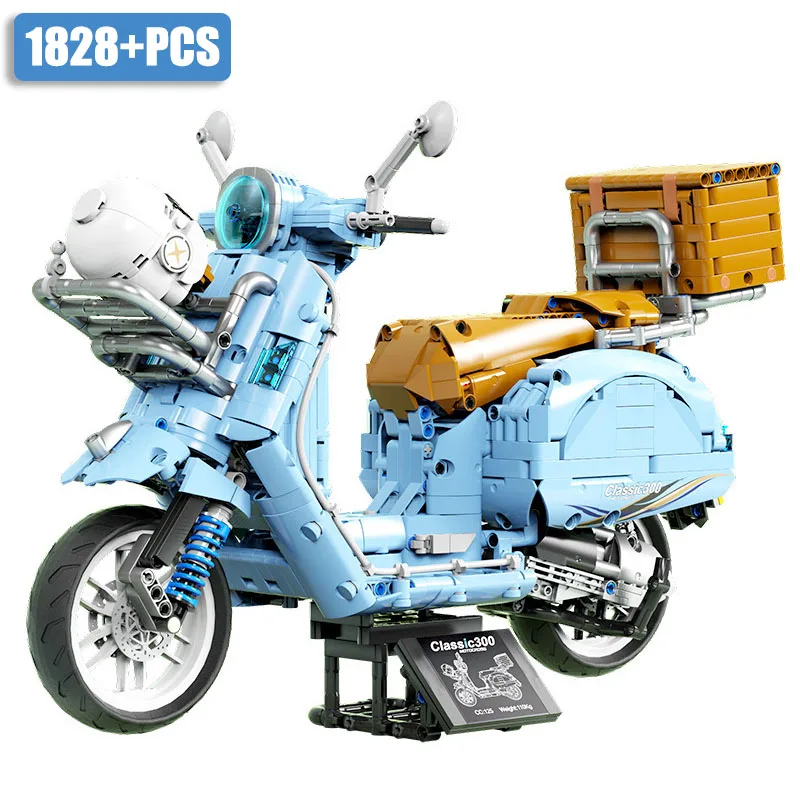 Technical 1828pcs City Classic Vespa-300 Motorcycle Model Building Blocks M - £96.19 GBP