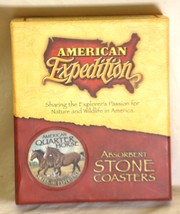 Quarter Horse Stone Coasters Wooden Holder American Expedition NIB - $19.79