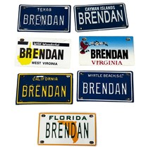 Set Of 7 Personalized &quot;Brendan&quot; Mini License Plates - US States &amp; Cayman... - £14.35 GBP