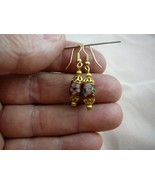 (EE604-60) RUST Brown 8x10 mm pink flower oval CLOISONNE beads dangle EA... - £12.65 GBP