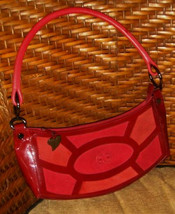 ESCADA Red Patent Leather &amp; Suede Crescent Handbag Purse Baguette Hobo - £23.75 GBP