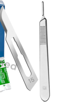 10 Sterile Surgical Blades #15 with FREE Scalpel Knife Handle Medical De... - $6.93