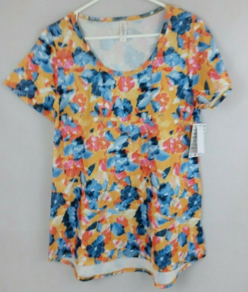 NWT Lularoe Classic T  Yellow With Floral Design Size Small - $15.83